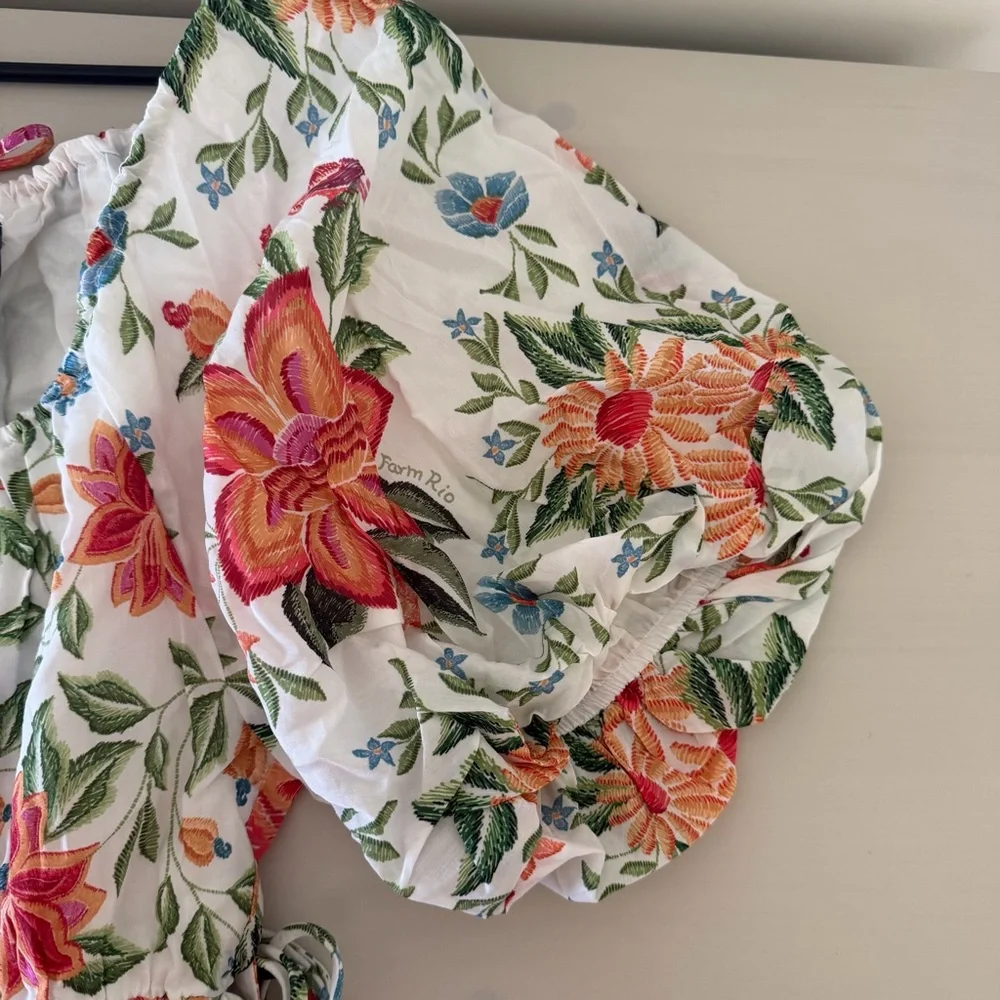 NWT Farm Rio Floral Mini Dress Off White Floral Size L - Picture 7 of 12